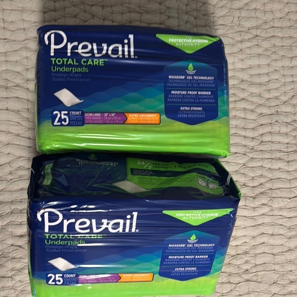 Prevail Total Care Disposable Underpads 30x30 XL Chux Bed Pads Lot of 2 (50 Coun